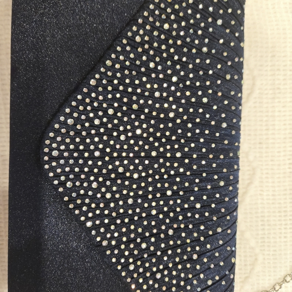 Blue Studded Women's Evening Bag NWOT - Picture 3 of 16